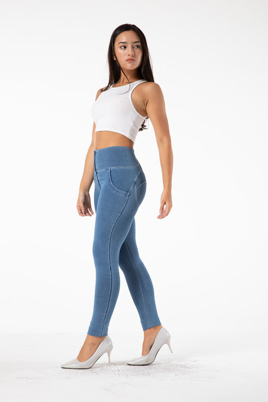 shascullfites melody  butt lifting jeans high waist push up jeggings light blue gym jeans bum lifted denim leggings